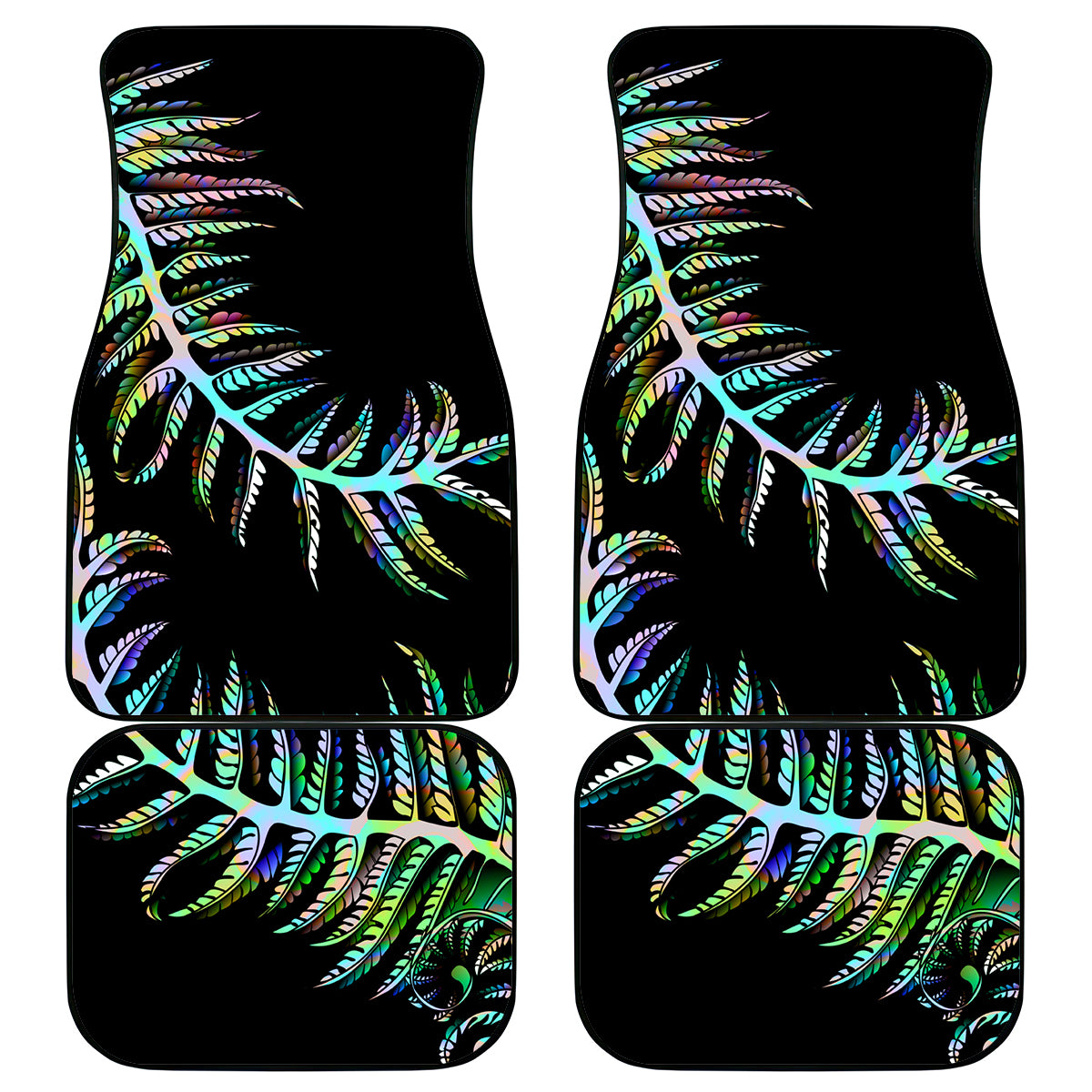 New Zealand Car Mats Aotearoa Silver Fern Mixed Papua Shell Green Vibe LT9 - Wonder Print Shop