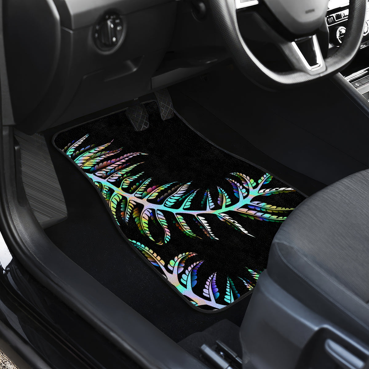 New Zealand Car Mats Aotearoa Silver Fern Mixed Papua Shell Green Vibe LT9 - Wonder Print Shop