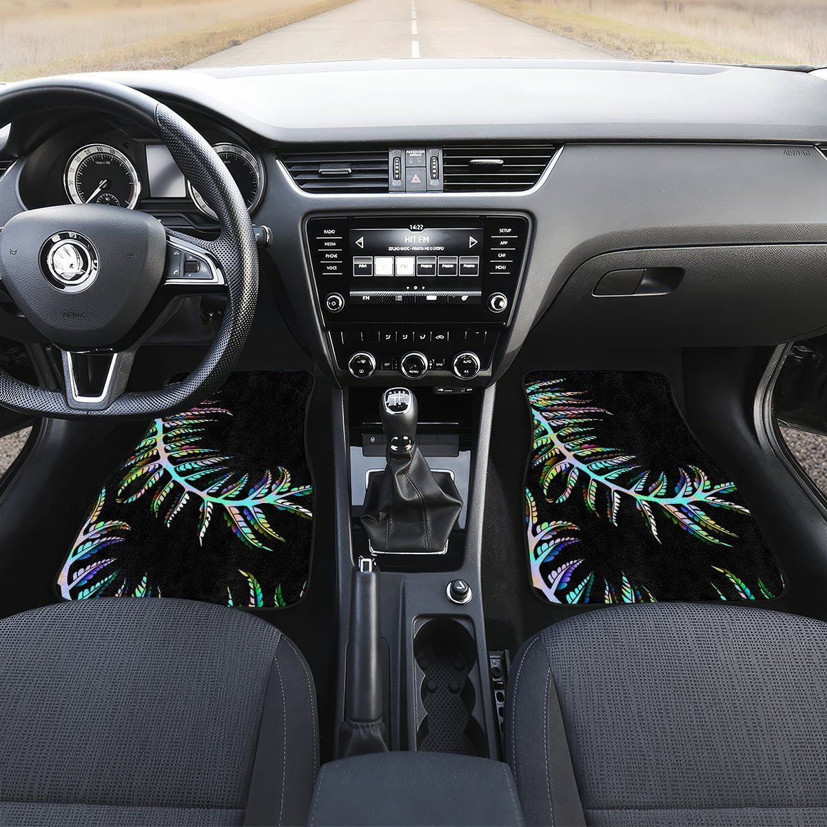 New Zealand Car Mats Aotearoa Silver Fern Mixed Papua Shell Green Vibe LT9 - Wonder Print Shop