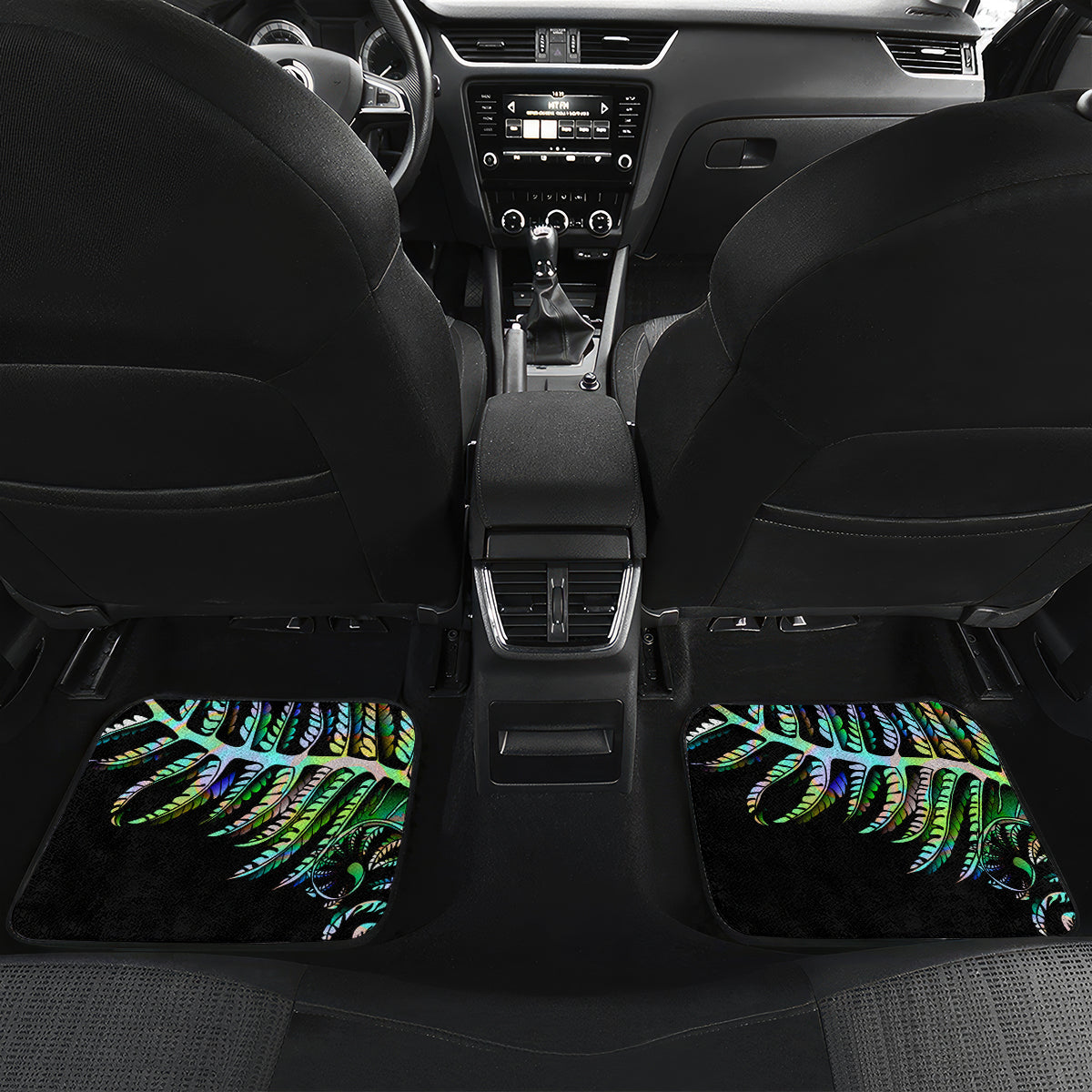 New Zealand Car Mats Aotearoa Silver Fern Mixed Papua Shell Green Vibe LT9 - Wonder Print Shop