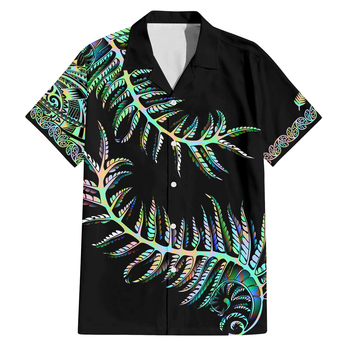 New Zealand Family Matching Mermaid Dress and Hawaiian Shirt Aotearoa Silver Fern Mixed Papua Shell Green Vibe LT9 - Wonder Print Shop