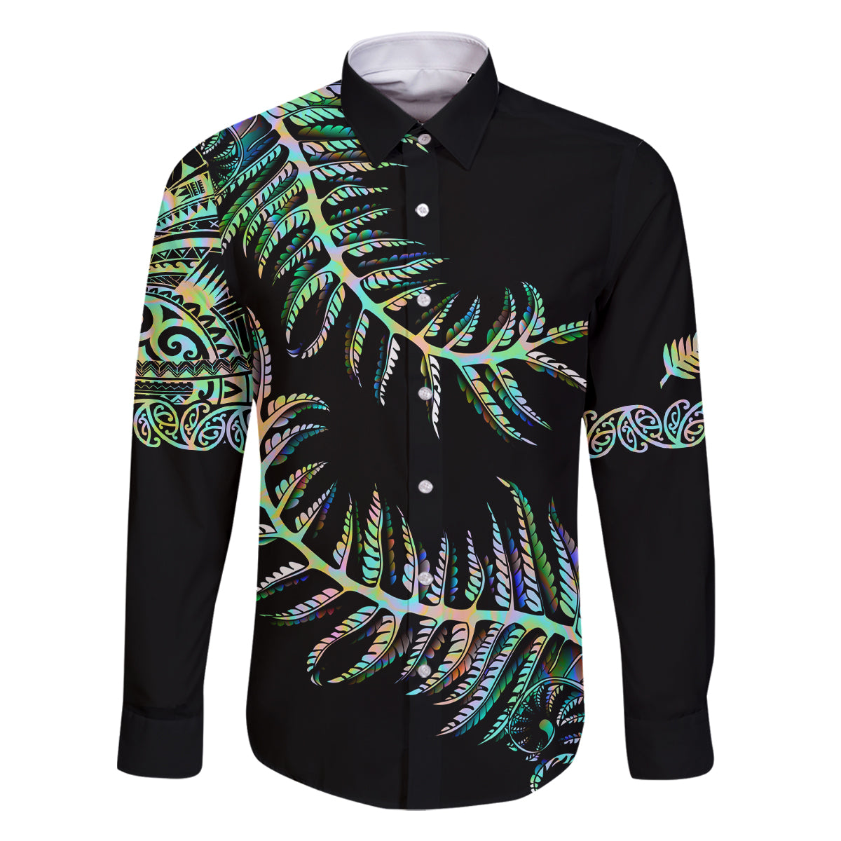 New Zealand Family Matching Mermaid Dress and Hawaiian Shirt Aotearoa Silver Fern Mixed Papua Shell Green Vibe LT9 - Wonder Print Shop