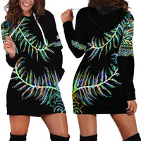 New Zealand Hoodie Dress Aotearoa Silver Fern Mixed Papua Shell Green Vibe - Wonder Print Shop