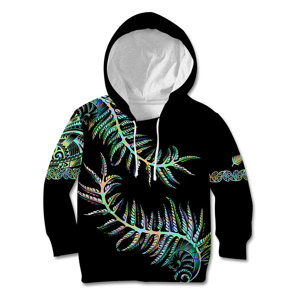 New Zealand Kid Hoodie Aotearoa Silver Fern Mixed Papua Shell Green Vibe - Wonder Print Shop