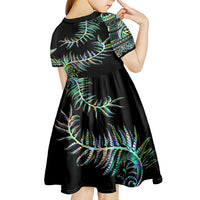 New Zealand Kid Short Sleeve Dress Aotearoa Silver Fern Mixed Papua Shell Green Vibe - Wonder Print Shop