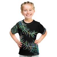 New Zealand Kid T Shirt Aotearoa Silver Fern Mixed Papua Shell Green Vibe - Wonder Print Shop