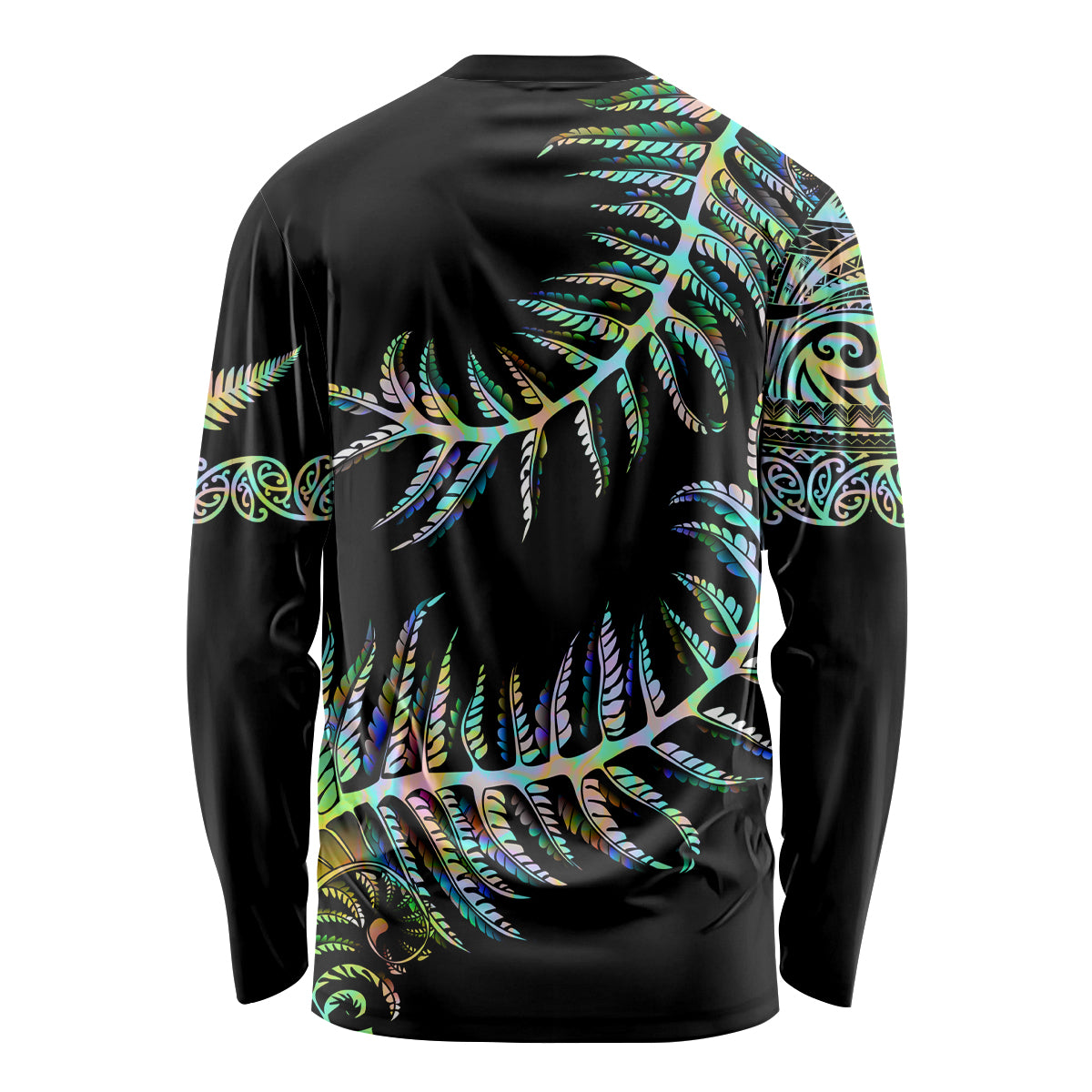 New Zealand Long Sleeve Shirt Aotearoa Silver Fern Mixed Papua Shell Green Vibe - Wonder Print Shop