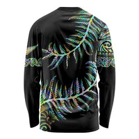 New Zealand Long Sleeve Shirt Aotearoa Silver Fern Mixed Papua Shell Green Vibe - Wonder Print Shop