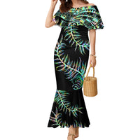 New Zealand Mermaid Dress Aotearoa Silver Fern Mixed Papua Shell Green Vibe - Wonder Print Shop