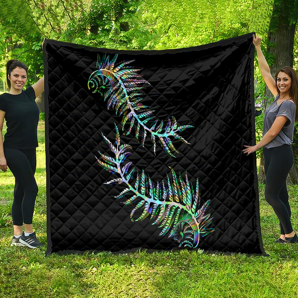 New Zealand Quilt Aotearoa Silver Fern Mixed Papua Shell Green Vibe - Wonder Print Shop