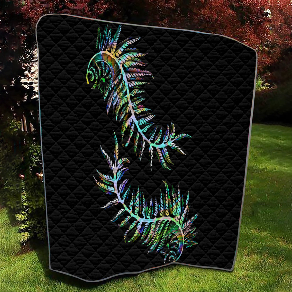 New Zealand Quilt Aotearoa Silver Fern Mixed Papua Shell Green Vibe - Wonder Print Shop