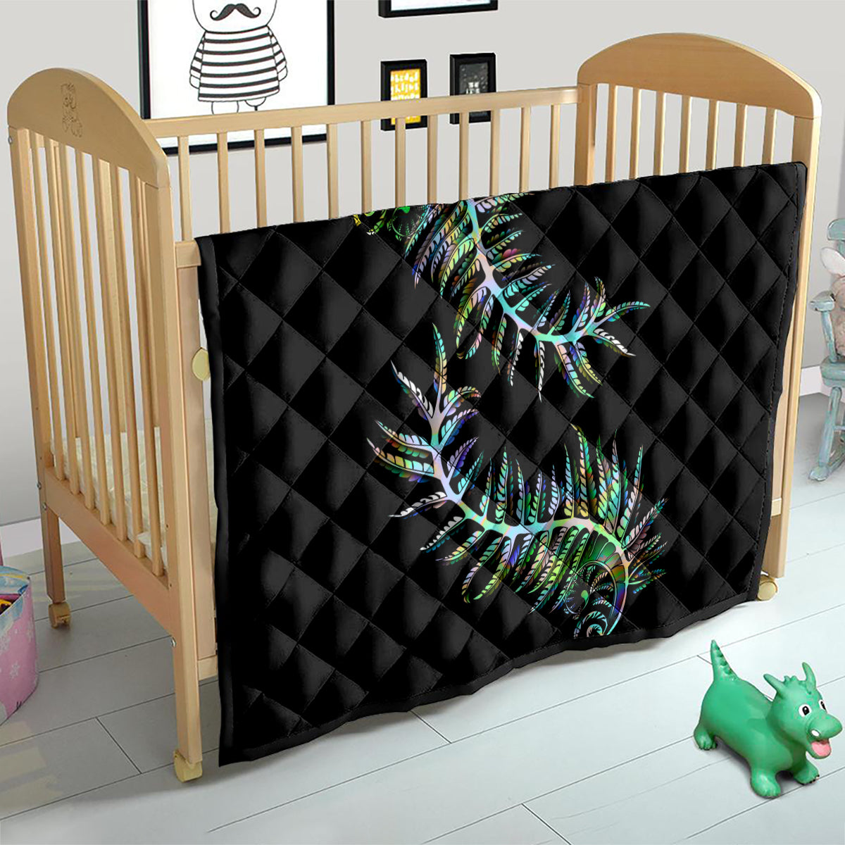 New Zealand Quilt Aotearoa Silver Fern Mixed Papua Shell Green Vibe - Wonder Print Shop