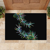 New Zealand Rubber Doormat Aotearoa Silver Fern Mixed Papua Shell Green Vibe - Wonder Print Shop