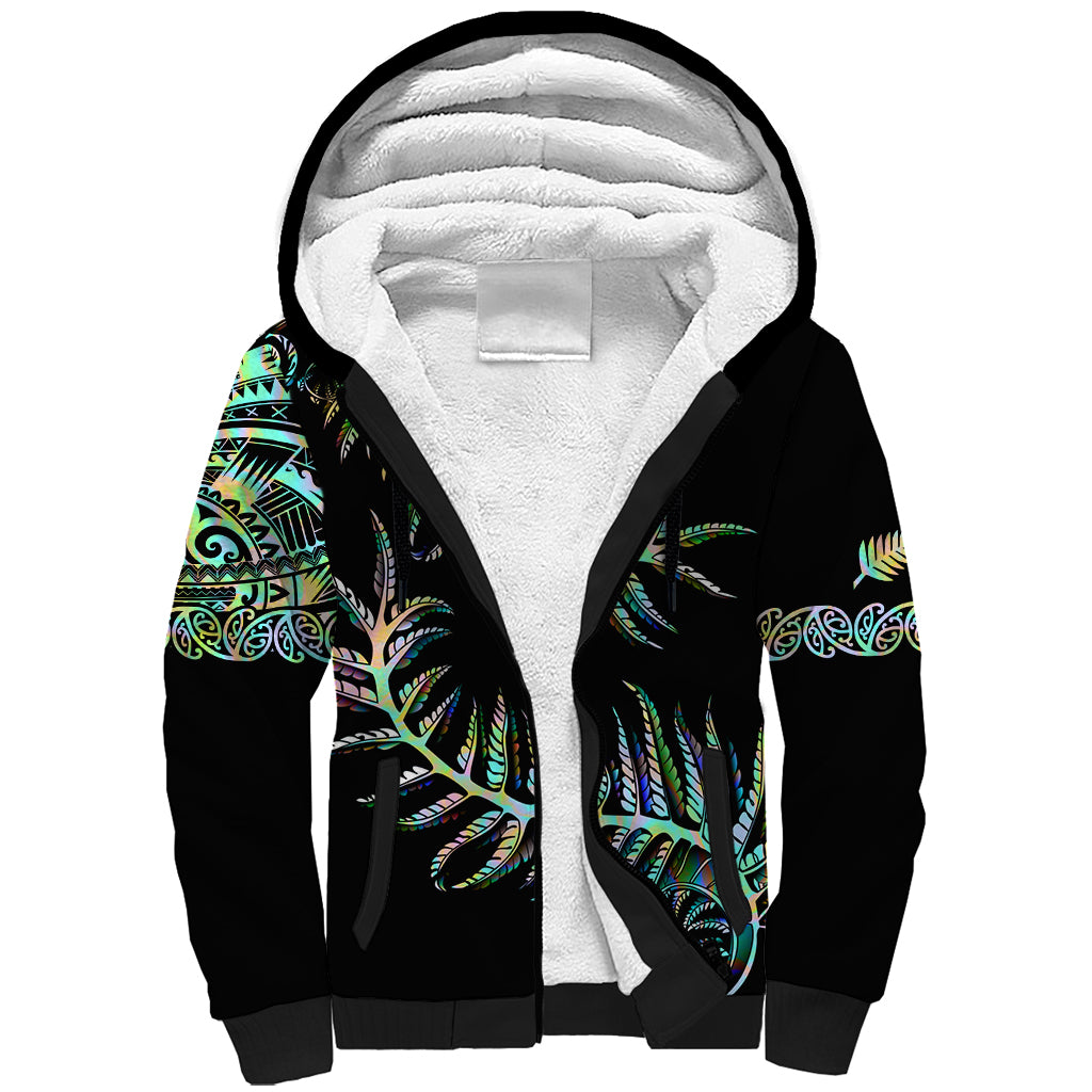 New Zealand Sherpa Hoodie Aotearoa Silver Fern Mixed Papua Shell Green Vibe - Wonder Print Shop