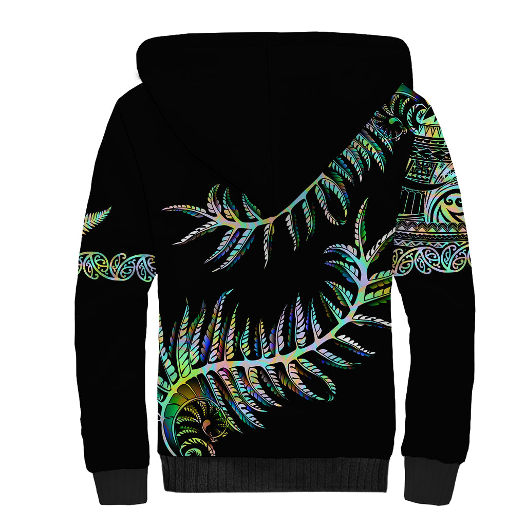 New Zealand Sherpa Hoodie Aotearoa Silver Fern Mixed Papua Shell Green Vibe - Wonder Print Shop