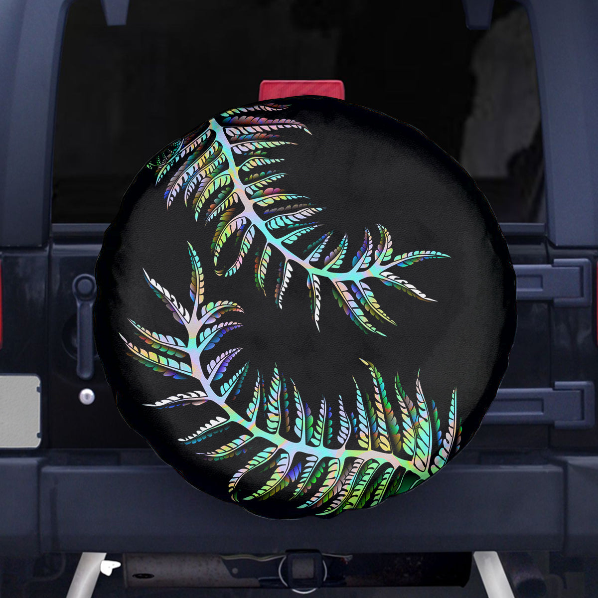 New Zealand Spare Tire Cover Aotearoa Silver Fern Mixed Papua Shell Green Vibe - Wonder Print Shop