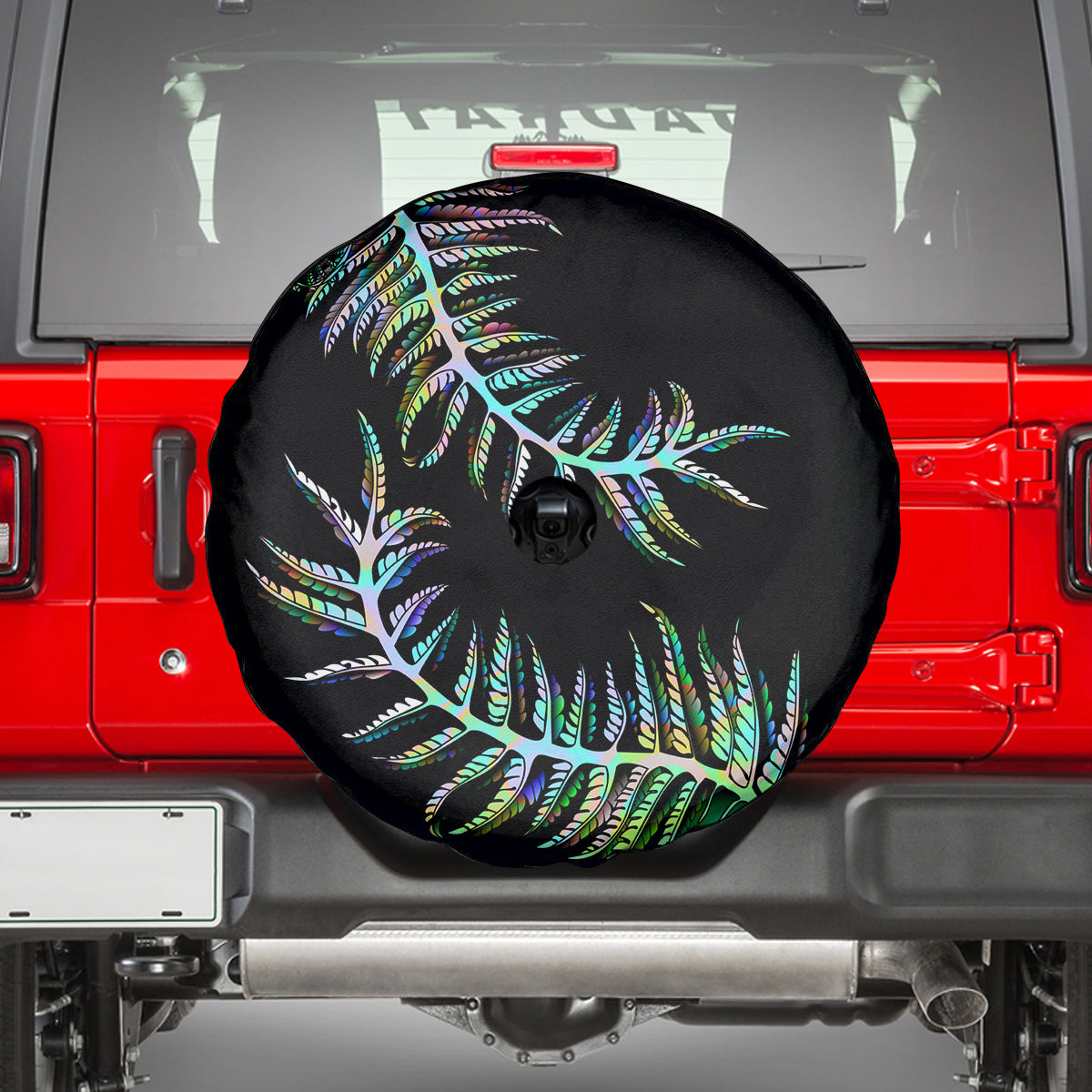 New Zealand Spare Tire Cover Aotearoa Silver Fern Mixed Papua Shell Green Vibe - Wonder Print Shop