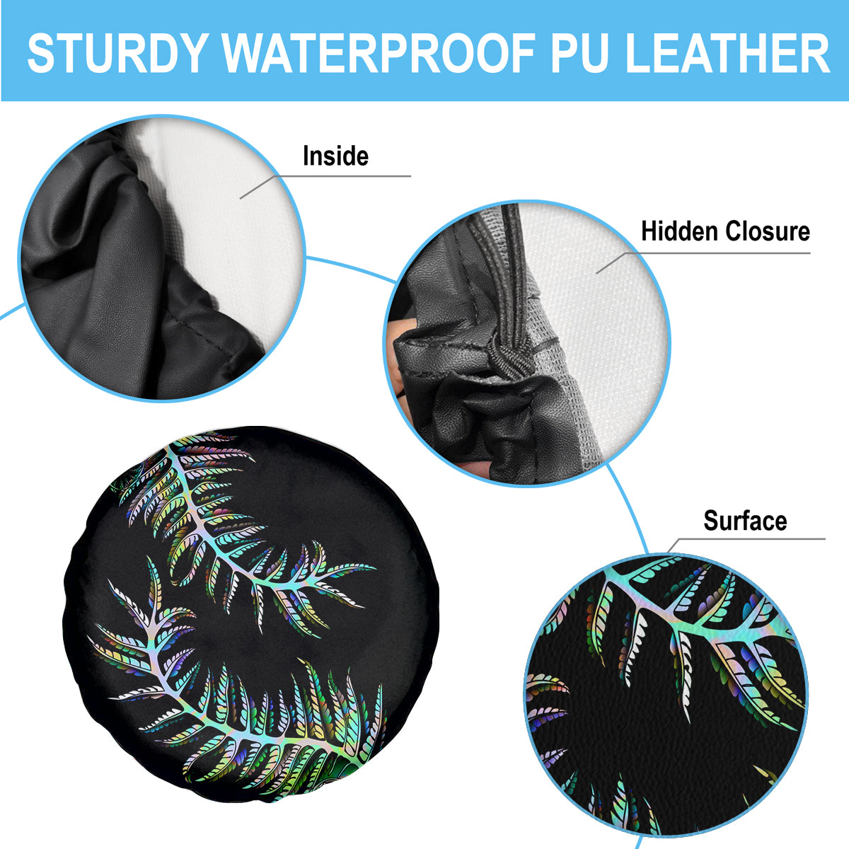 New Zealand Spare Tire Cover Aotearoa Silver Fern Mixed Papua Shell Green Vibe - Wonder Print Shop