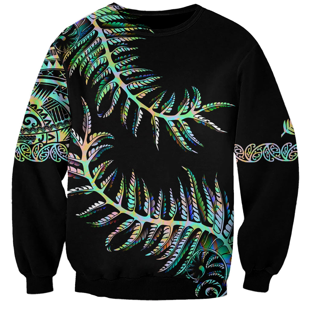 New Zealand Sweatshirt Aotearoa Silver Fern Mixed Papua Shell Green Vibe - Wonder Print Shop