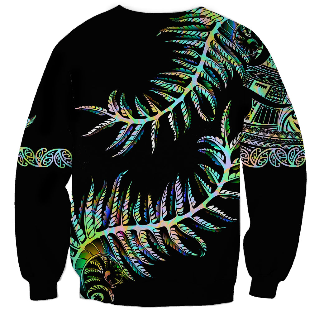 New Zealand Sweatshirt Aotearoa Silver Fern Mixed Papua Shell Green Vibe - Wonder Print Shop