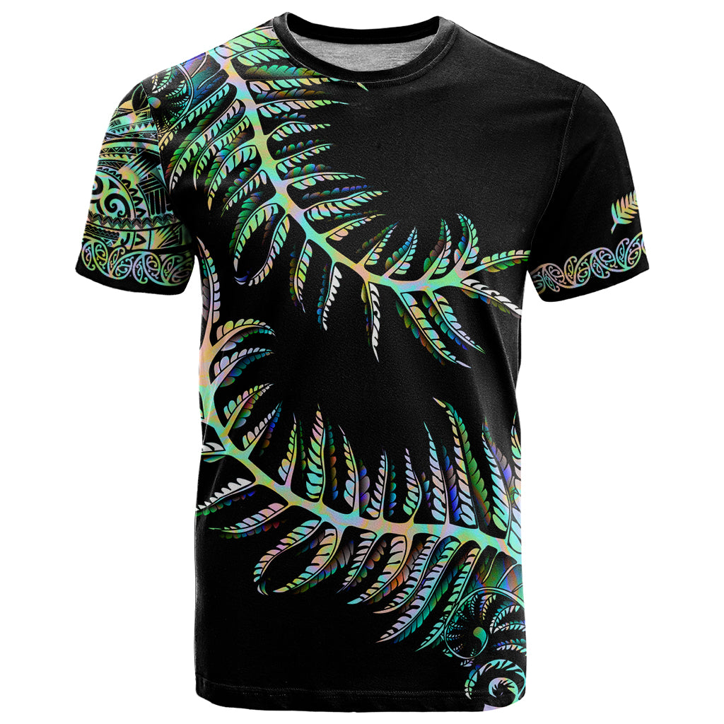 New Zealand T Shirt Aotearoa Silver Fern Mixed Papua Shell Green Vibe - Wonder Print Shop