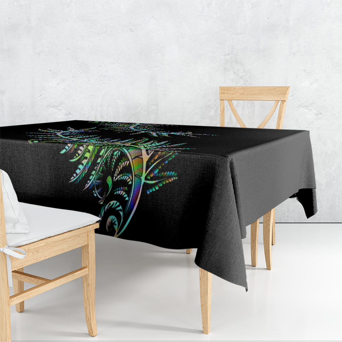 New Zealand Tablecloth Aotearoa Silver Fern Mixed Papua Shell Green Vibe - Wonder Print Shop
