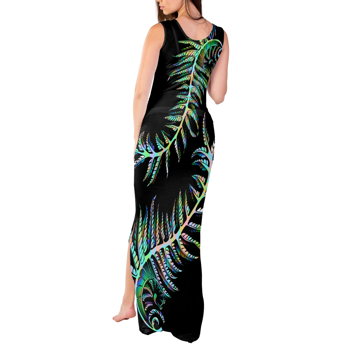 New Zealand Tank Maxi Dress Aotearoa Silver Fern Mixed Papua Shell Green Vibe - Wonder Print Shop