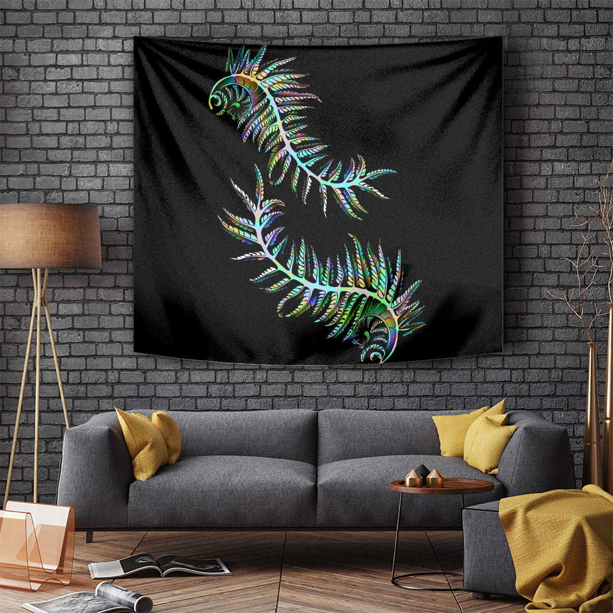 New Zealand Tapestry Aotearoa Silver Fern Mixed Papua Shell Green Vibe - Wonder Print Shop