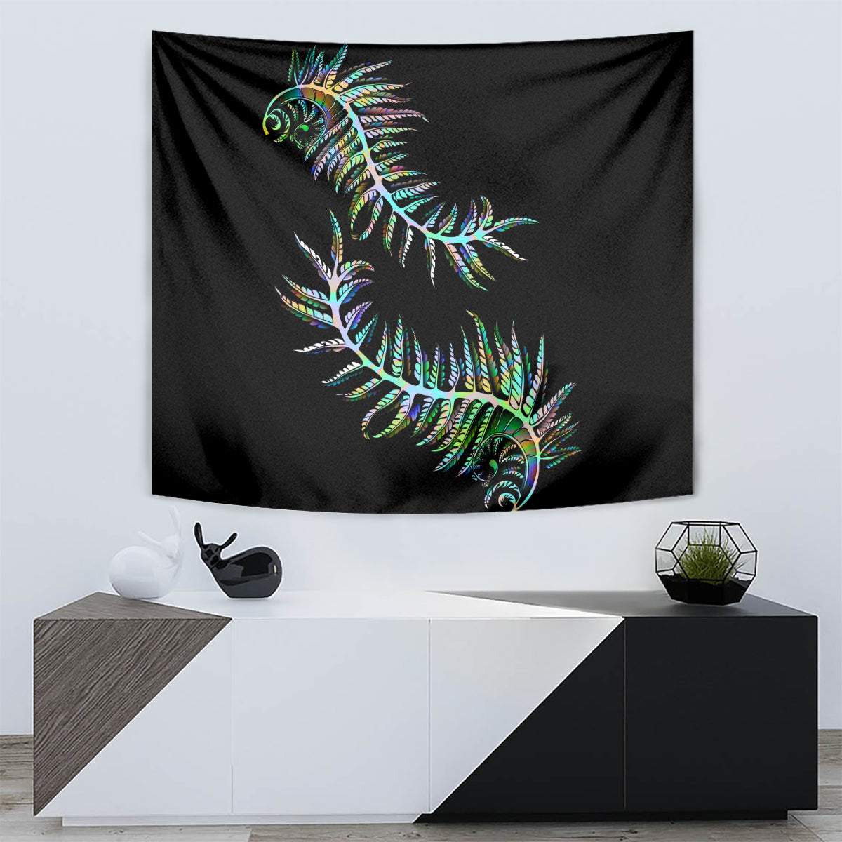 New Zealand Tapestry Aotearoa Silver Fern Mixed Papua Shell Green Vibe - Wonder Print Shop