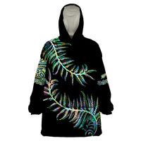 New Zealand Wearable Blanket Hoodie Aotearoa Silver Fern Mixed Papua Shell Green Vibe - Wonder Print Shop