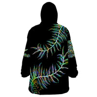 New Zealand Wearable Blanket Hoodie Aotearoa Silver Fern Mixed Papua Shell Green Vibe - Wonder Print Shop