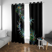 New Zealand Window Curtain Aotearoa Silver Fern Mixed Papua Shell Green Vibe - Wonder Print Shop