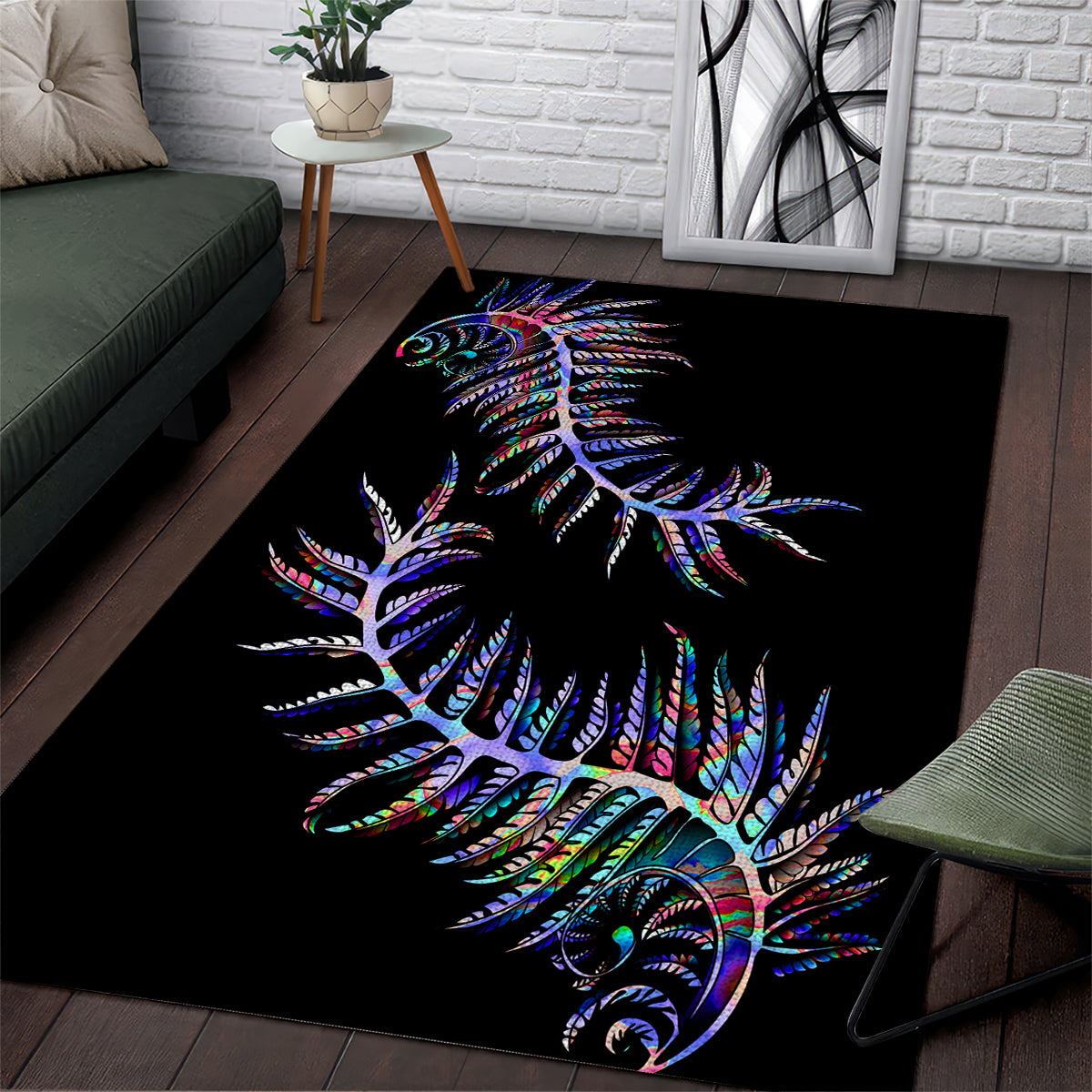 New Zealand Area Rug Aotearoa Silver Fern Mixed Papua Shell Purple Vibe LT9 - Wonder Print Shop