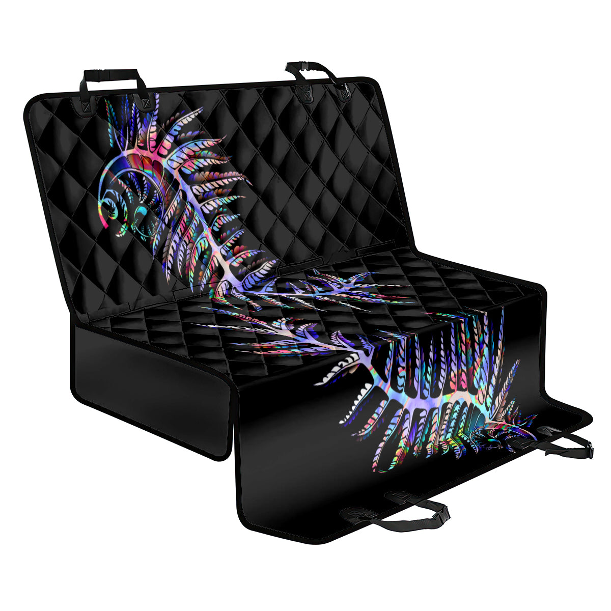 New Zealand Back Car Seat Cover Aotearoa Silver Fern Mixed Papua Shell Purple Vibe LT9 - Wonder Print Shop