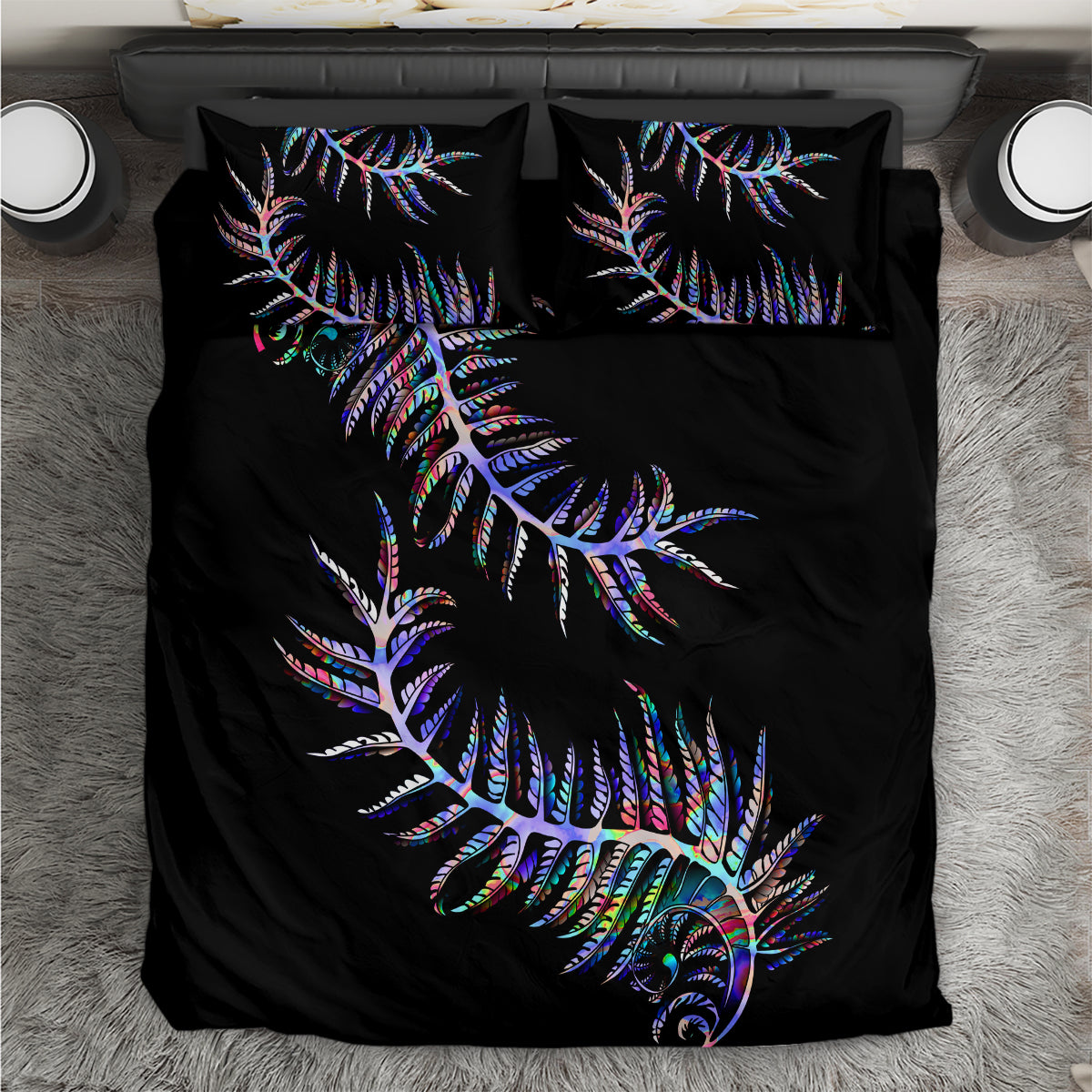 New Zealand Bedding Set Aotearoa Silver Fern Mixed Papua Shell Purple Vibe LT9 - Wonder Print Shop