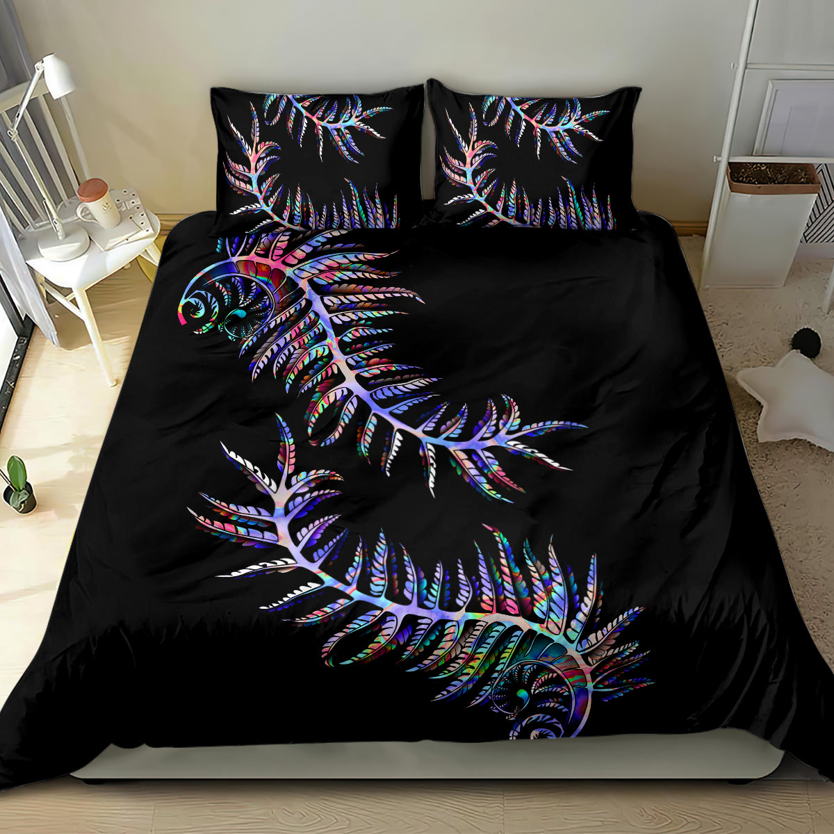 New Zealand Bedding Set Aotearoa Silver Fern Mixed Papua Shell Purple Vibe LT9 - Wonder Print Shop