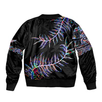 New Zealand Bomber Jacket Aotearoa Silver Fern Mixed Papua Shell Purple Vibe LT9 - Wonder Print Shop