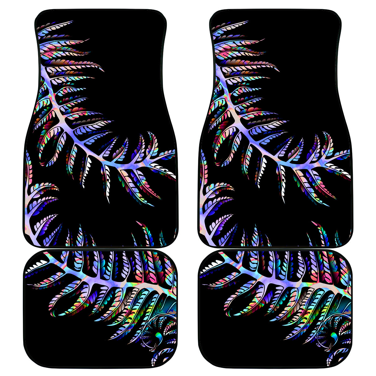 New Zealand Car Mats Aotearoa Silver Fern Mixed Papua Shell Purple Vibe LT9 - Wonder Print Shop