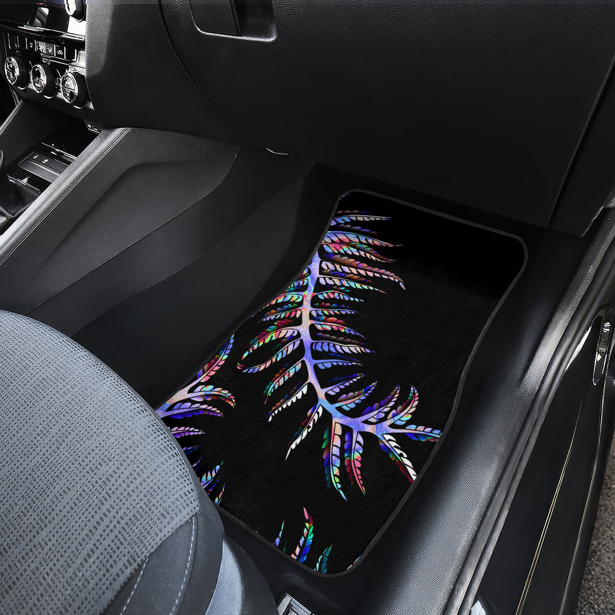 New Zealand Car Mats Aotearoa Silver Fern Mixed Papua Shell Purple Vibe LT9 - Wonder Print Shop