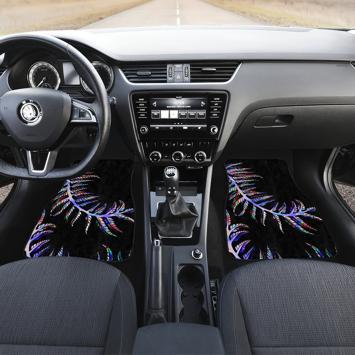 New Zealand Car Mats Aotearoa Silver Fern Mixed Papua Shell Purple Vibe LT9 - Wonder Print Shop