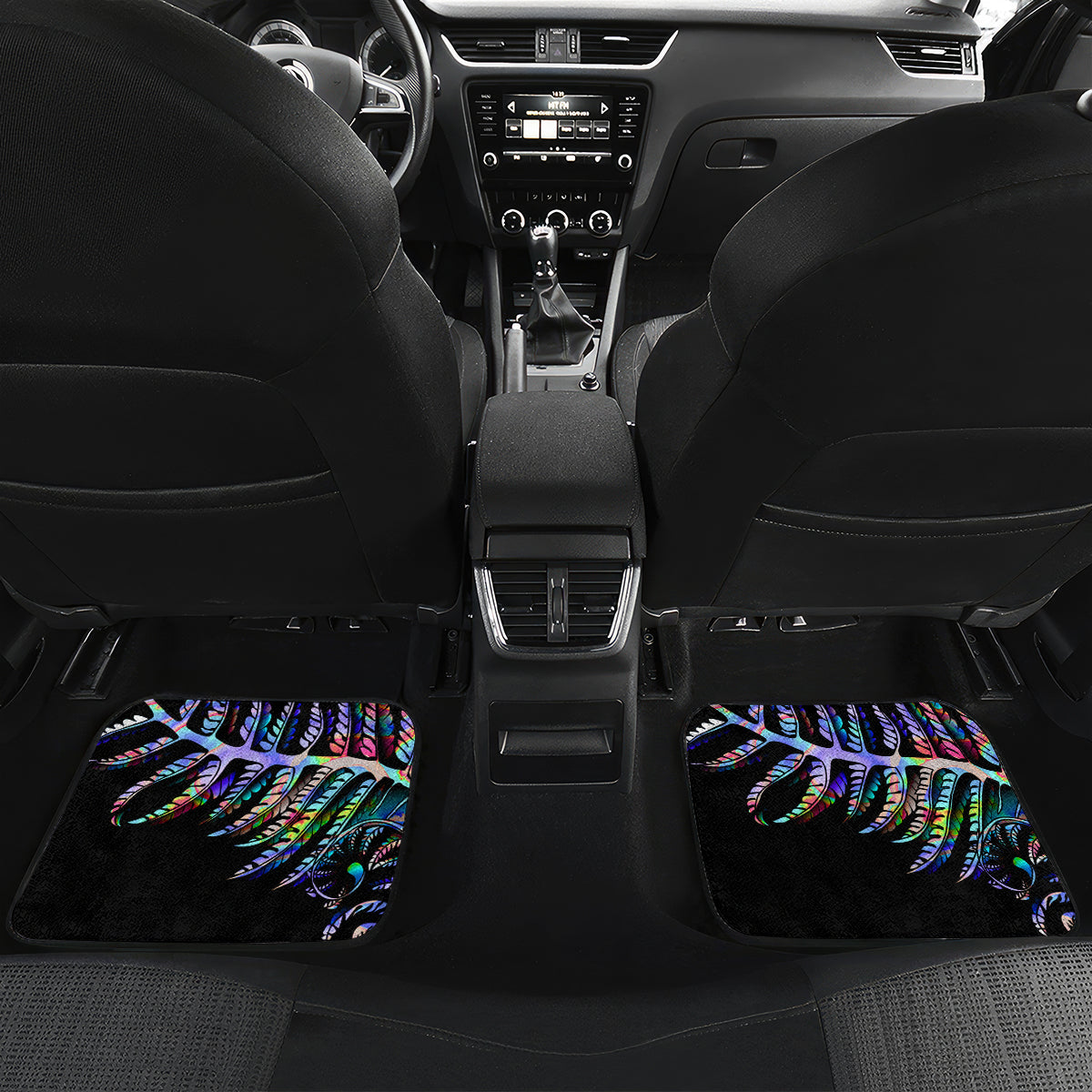 New Zealand Car Mats Aotearoa Silver Fern Mixed Papua Shell Purple Vibe LT9 - Wonder Print Shop