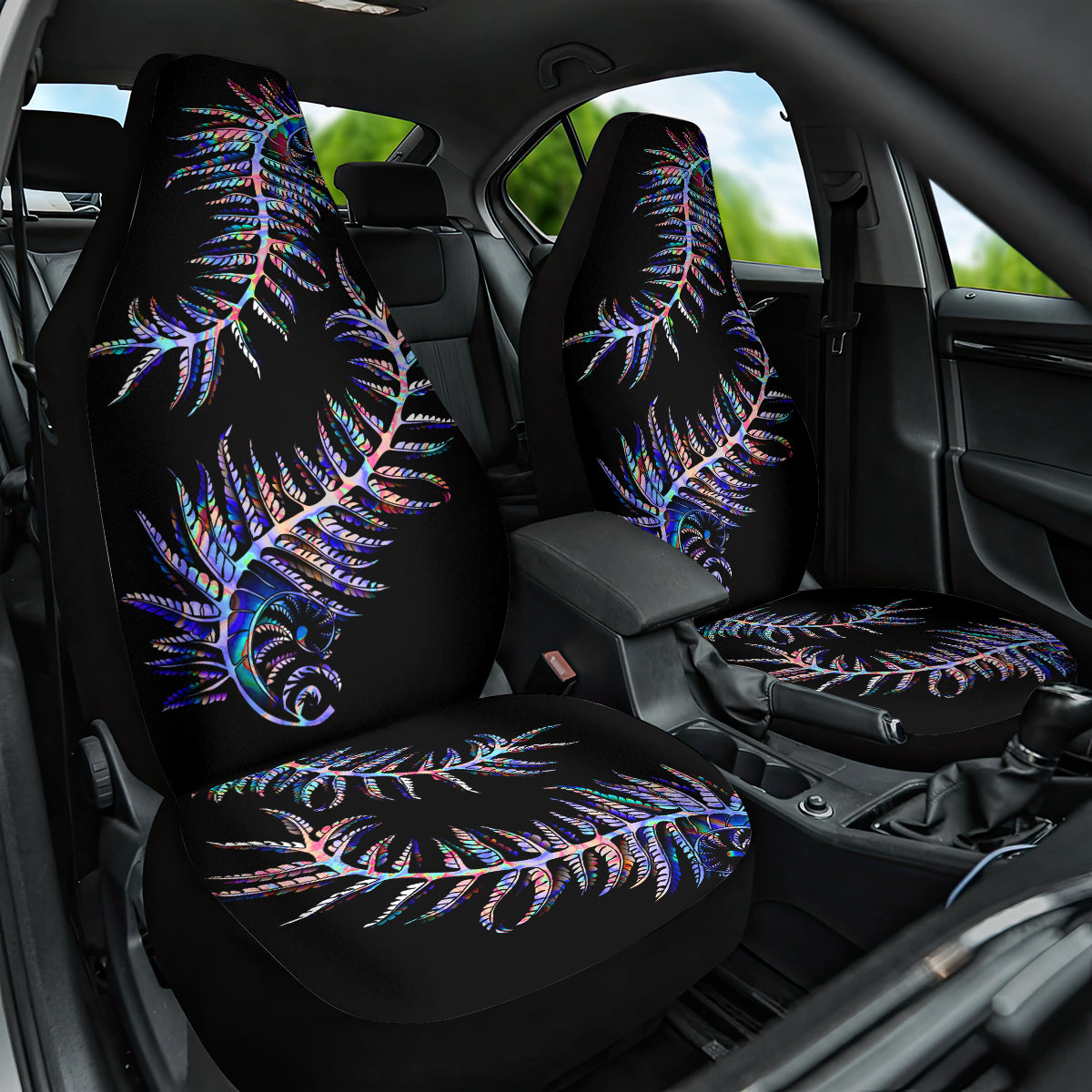 New Zealand Car Seat Cover Aotearoa Silver Fern Mixed Papua Shell Purple Vibe LT9 - Wonder Print Shop