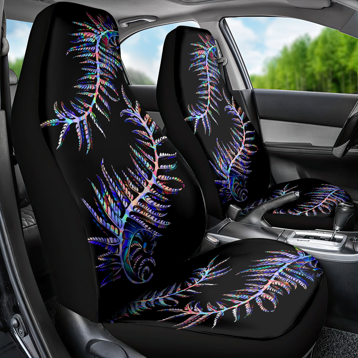 New Zealand Car Seat Cover Aotearoa Silver Fern Mixed Papua Shell Purple Vibe LT9 - Wonder Print Shop
