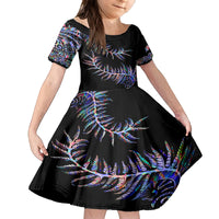 New Zealand Family Matching Off Shoulder Short Dress and Hawaiian Shirt Aotearoa Silver Fern Mixed Papua Shell Purple Vibe LT9 - Wonder Print Shop