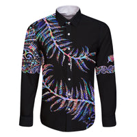 New Zealand Family Matching Off Shoulder Short Dress and Hawaiian Shirt Aotearoa Silver Fern Mixed Papua Shell Purple Vibe LT9 - Wonder Print Shop