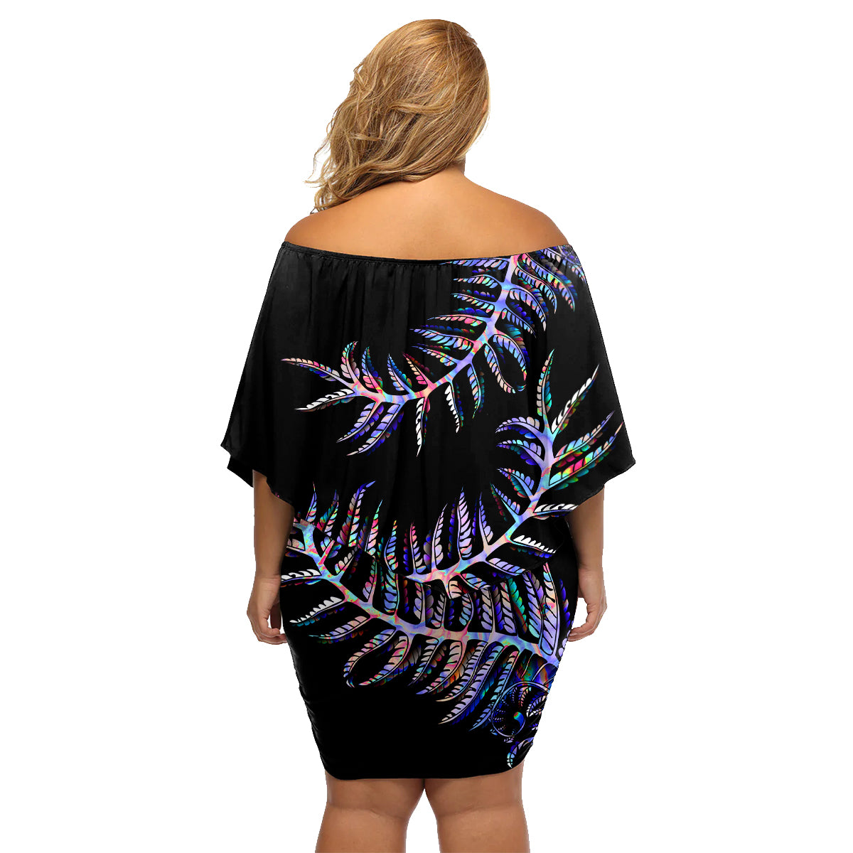 New Zealand Family Matching Off Shoulder Short Dress and Hawaiian Shirt Aotearoa Silver Fern Mixed Papua Shell Purple Vibe LT9 - Wonder Print Shop