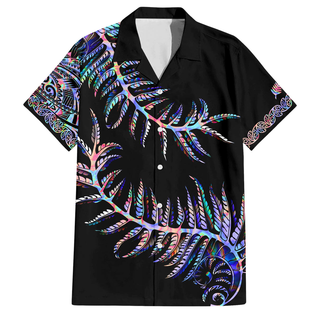 New Zealand Hawaiian Shirt Aotearoa Silver Fern Mixed Papua Shell Purple Vibe - Wonder Print Shop