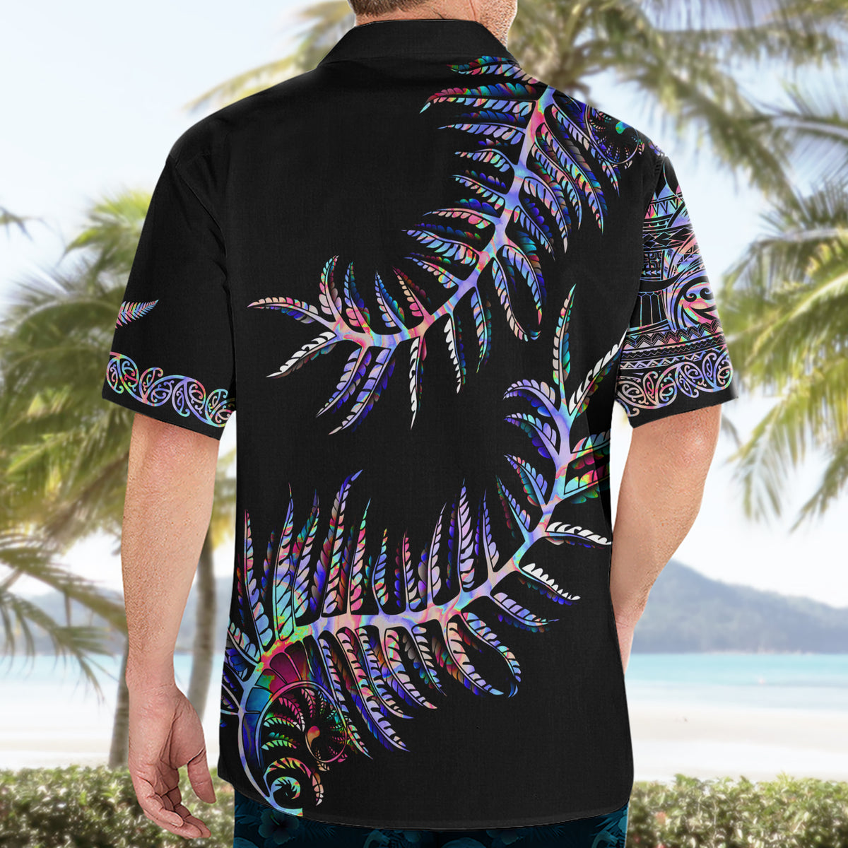 New Zealand Hawaiian Shirt Aotearoa Silver Fern Mixed Papua Shell Purple Vibe - Wonder Print Shop