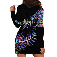 New Zealand Hoodie Dress Aotearoa Silver Fern Mixed Papua Shell Purple Vibe - Wonder Print Shop