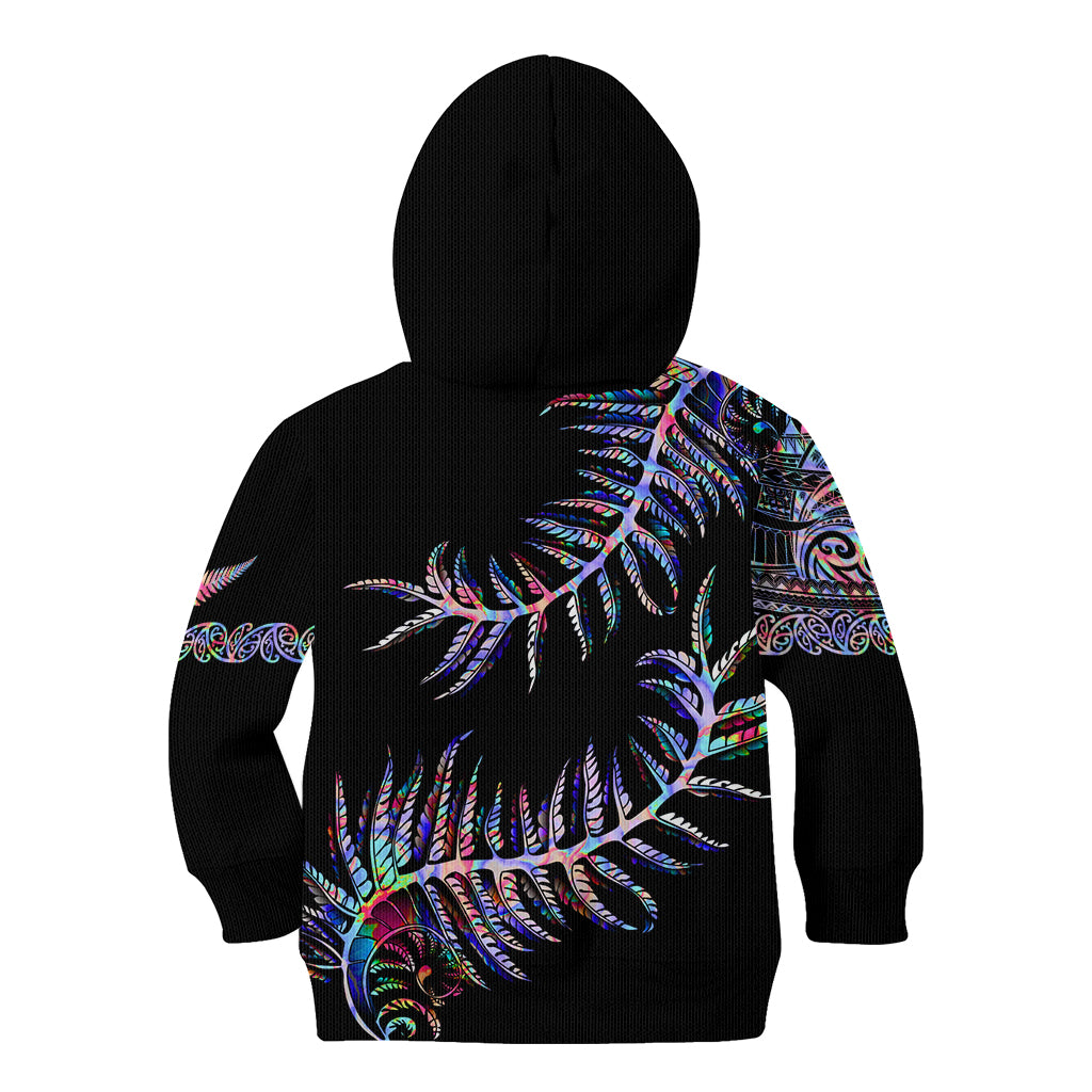 New Zealand Kid Hoodie Aotearoa Silver Fern Mixed Papua Shell Purple Vibe - Wonder Print Shop